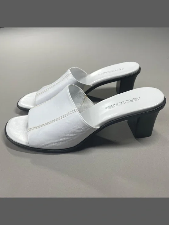 NEW Aerosoles Shoes Womens 9.5 white black leather local time heels cocktail - Picture 4 of 12